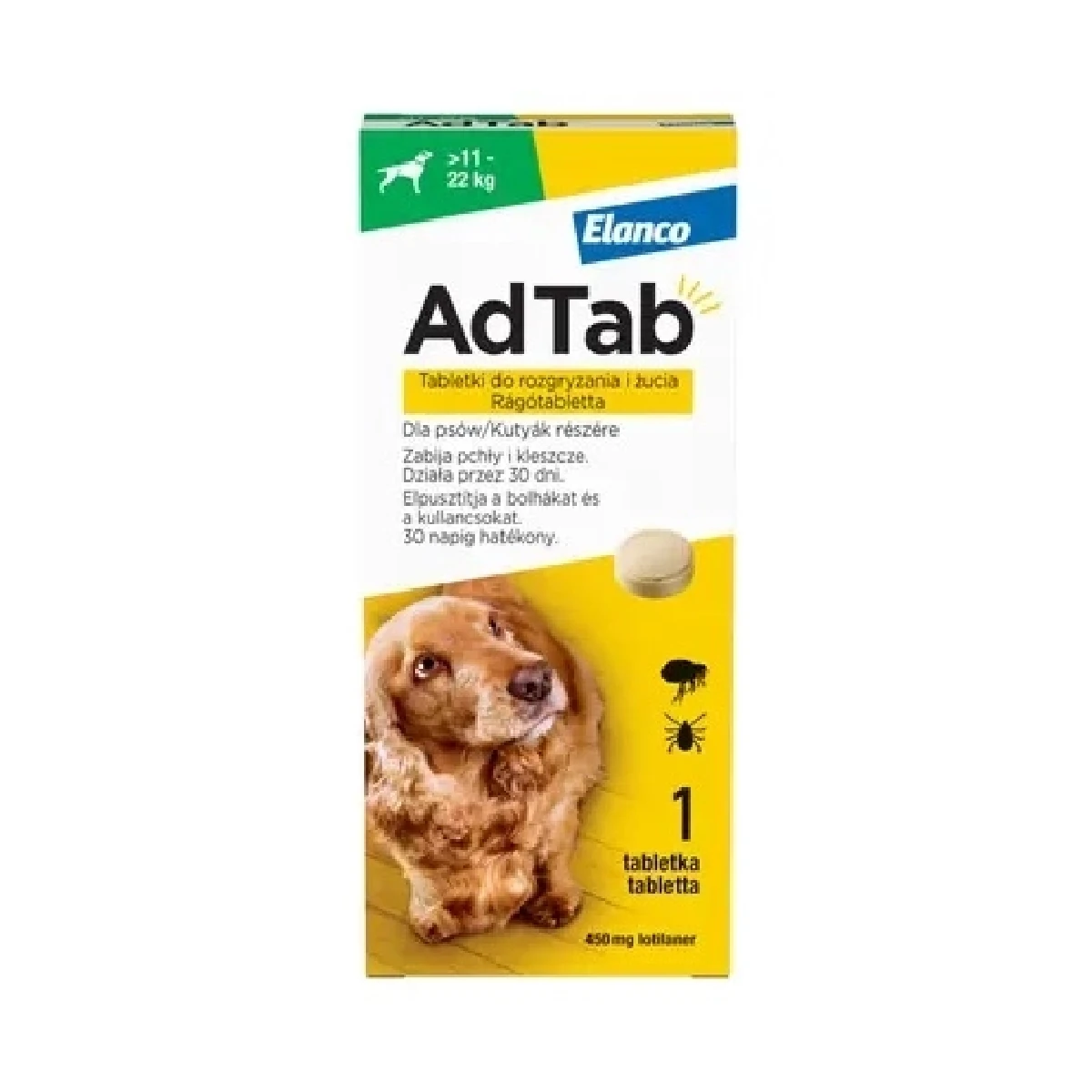 Adtab bolha és kullancs elleni rágótabletta 11-22kg-os kutyák részére - Image 2