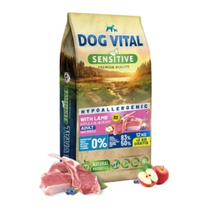 Dog Vital hipoallergén mini adult kutyatáp bárány-áfonyával 12kg+2kg ajándék